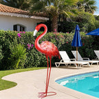 Shorayn Pink Flamingo Garden Statue Outdoor Decor Metal Yard Art Lawn Ornaments for Backyard Pond Patio Porch Outside Decorations,Large Size