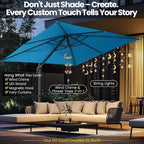 Hotime 10ft Patio Umbrella Outdoor Patio Height adjustable and Windproof, Heavy Duty Aluminum Square Offset Patio Umbrella Cantilever Pool Umbrella with 360°Rotation for Garden Deck Pool, Light Blue