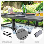 Sophia & William Outdoor Patio Table for 6 People, Rectangular Metal Patio Outdoor Dining Table, Black Steel Slatted Weather-Resistant Table with 2" Adjustable Umbrella Hole, L60 * W38 * H28