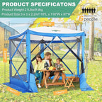 COBIZI 10x10ft Pop up Gazebo Screen House Tent for Camping, Pop-up Camping Canopy with Mesh Windows,Portable Outdoor Quick-Set Hub Tent with Carrying Bag&Ground Stakes,Blue(Upgraded 2.0)