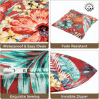 Throw Pillow Covers Set of 2, Outdoor Indoor Waterproof Decorative Patio Throw Pillowcase Shell 18x18 Inch, Square Cushion Case for Couch Sofa Garden Farmhouse Decoration-Sadira Chili Haze