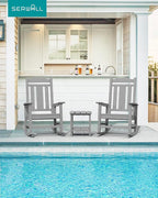 SERWALL Oversized Rocking Chair Set of 2 Outdoor, HDPE Outdoor Rocking Chair Set of 2, Space Gray