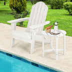 Tangkula Round Outdoor Side Table, 18 Inch Weather Resistant HDPE Adirondack Table, Outdoor Indoor Chairside End Tables, Patio Side Table for Lawn Garden Balcony Backyard, Easy Assembly (2, White)