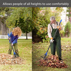 Metal Rake for Leaves Heavy Duty, Adjustable Garden Leaf Rake with Expandable Head 8-17", Shrub Pine Needle Kids Hand Yard Rake Garden Tool 30-70"