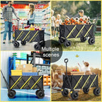 Wagon cart Foldable、Portable cart，Pets carts，with Large All-Terrain Beach Wheels and Drink Holder for Sports, Shopping, Camping