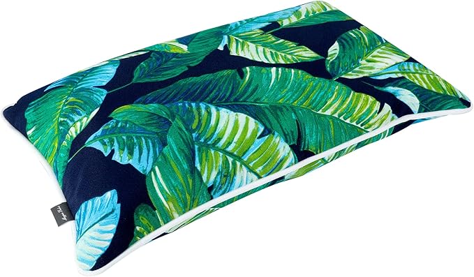 Magpie Fabrics Patio Lumbar Pillow Covers ONLY 20"x12", Set of 2, Outdoor Indoor Cushion Cases Decorative Throw Rectangular Pillowcase Shell for Couch Garden - Green Lagoon Leaves