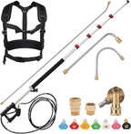 RIDGE WASHER 24 FT Telescoping Pressure Washer Wand, Pressure Washer Extension Wand, Telescopic Gutter Cleaner With 3 Curve Wands, 7 Spray Nozzle Tips, Adjustable Support Belt and 2 Adapters, 4000 PSI
