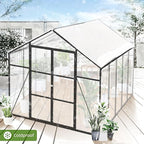 8x10 FT Greenhouses for Outdoor,Heavy Duty Polycarbonate Greenhouse,Large Walk-in Garden Green House with Raised Base,Double Doors and Two Ventilation Windows for Outside, Backyard,Black