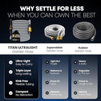 TITAN Flexible Garden Hose 25FT – Ultra Lightweight, Heavy Duty Water Hose with Brass Fittings & Jet Nozzle – Kink-Free, Non-Expanding, Durable Fabric Hose for Yard, Lawn, Car Wash, Outdoor Use