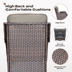 Rilyson 6 Piece Outdoor Patio Swivel Rocker Chairs, Waterproof Wicker, High Back, Deep Seating, Wide Armrest, Upgraded 6 inch Thick Cushions, Side Table, Ideal for Deck Porch Yard, Brown/Beige