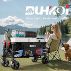 49" L Collapsible Extended Wagon with 500lbs Weight Capacity,300L Heavy Duty Sports Wagon,Big All-Terrian Wheels with Cup Holders,Cart for Sports,Grocery,Shopping