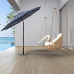 Midtown Umbrellas The Swilt 10 Feet Patio Umbrella in Terylast Light Navy Polyester Fabric - Fiberglass Ribs, Auto-Tilt Aluminum Frame For Backyard, Deck, Garden, Pool - White Pole