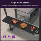 PURPLE LEAF 6' X 8' Hardtop Grill Gazebo for Patio Aluminum Barbeque Gazebo Canopy with 24 Clear Light Bulbs and Shelves Double Tiered Grey Outdoor BBQ