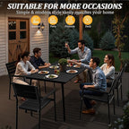 Outdoor Dining Table for 6, 70inch Patio Dining Table with Wooden-Like Top and Aluminum Frame, Rectangular Table with Umbrella Hole Outdoor Furniture, Only Table, Black