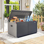 Domi 260 Gallon Outdoor Storage Box – Waterproof, UV-Resistant Deck Box with Lockable Lid for Patio Furniture, Garden Tools, Delivery Packages (Large Resin Storage Bin）