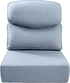 Luxury 22x24/22x25 6-Inch Smile Outdoor Cushions - 1 Set Deep Seat Water-Resistant Patio Chair Cushion for Wicker Rattan Wood Metal Furniture Chair Glider Rocker Loveseat Sofa - Baby Blue