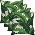 RSH DECOR: Square Throw Pillows Set of 4 | 17” x 17” | All-Weather Spun Fabric | Water and Fade-Resistant | Outdoor Accent Pillows for Patio Furniture | Swaying Palms Aloe