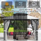 Aoxun 10'x12' Hardtop Gazebo Featuring Aluminum Frame & Double Galvanized Steel Roof, Outdoor Metal Shelter with Netting, Plus LED Waterproof Hanging Lights
