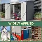 8x6 FT Outdoor Storage Shed W/Adjustable Lockable Double Side Doors,Metal Shed W/Floor Frame & 2 Air Vents,Garden Tool House W/Updated Frame Structure,for Backyard Patio Lawn,Gray