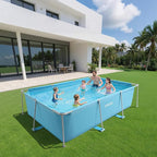 VEVOR Frame Above Ground Swimming Pool, 118 x 78 x 30 in Rectangular Steel Metal Frame, Large Rectangle Outdoor Backyard Family Pool, Easy to Assemble Rust-Resistant, 1046 Gallon Water Capacity, Blue