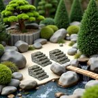 3 Pcs Miniature Resin Bridge Stair Stone Straight Bridge Stairs Stone Steps Garden Fairy Ornament Flower Pot Plant Micro Landscaping Decor Bonsai Craft Straight Stairs Outdoor Statues Outdoor Décor