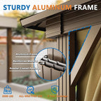 HOTEEL 10x12 Hardtop Gazebo with Heavy Duty Galvanized Steel Double Roof, Aluminum Frame, Flame-Resistant Curtains and Netting, Outdoor Permanent Pavillon for Backyard, Brown (2025 Upgraded)