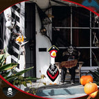 Halloween Pirate Lawn Porch Goose Outfit 23"/ 17'' Pirate Style with Bandana and Hat Costume Cement Goose Statue Clothes for Outdoor Patio Yard Art Decoration Cosplay