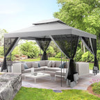 COBIZI Gazebo 10x13 Heavy Duty Gazebos with Improved Nettings Outdoor Gazebo Double Roof Patio Gazebos with Metal Steel Frame Outdoor Canopy for Patio,Garden, Backyard (Gray)