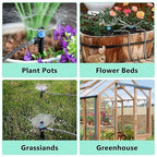 230FT Drip Irrigation System, Quick-Connect Automatic Garden Watering Misting System, with 1/2 inch and 1/4 inch Distribution Tubing, Drip Irrigation Kit for Lawn, Greenhouse, Patio