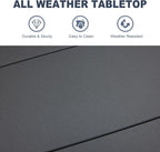 VICLLAX Round Patio Dining Table, 4-6 Person Metal Outdoor Dining Table with Umbrella Hole for Garden Lawn Deck, 47.2" Dark Grey