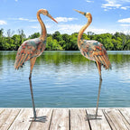 Giantex Crane Garden Statues Set of 2, Standing Metal Crane Sculptures Bird Ornament Yard Decorations for Lawn Backyard Porch Patio Outdoor Decor, with 4 U-Shaped Stakes (Crane)