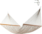 Original Pawleys Island Deluxe Antique Brown Oatmeal Heirloom DuraCord Rope Hammock – 13 ft. x 65 in, 2-Person, 450 lb Capacity, Oak Spreader Bar, Zinc-Plated Hardware, Handcrafted in The USA
