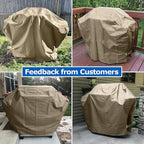 SunPatio BBQ Grill Cover for Outdoor Grill 65 Inch, Heavy Duty Waterproof Barbecue Cover with Sealed Seam, FadeStop All Weather Protection Compatible for Weber CharBroil Nexgrill and More, Taupe