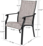 NUU GARDEN Outdoor Dining Chair Set of 2, Breathable Textilene Fabric and Aluminum Frame with Backrest and Armrests, Quick-Dry and Rust-Resistant, Patio Chairs for Lawn, Garden, Grayish Brown