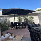 PURPLE LEAF Patio Umbrella with Base 10 Feet Outdoor Cantilever Square Umbrella Aluminum Offset Umbrella with 360-degree Rotation for Garden Deck Pool Patio, Grey