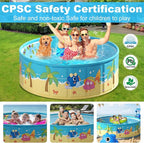 Foldable Swimming Pool for Kids 63"x18" Hard Plastic Portable Dog Pool Anti-Slip Collapsible Pets Bathtub Kiddie Pool Indoor Outdoor Backyard (JellieMons 63'')
