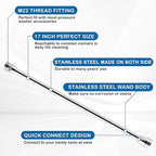PWACCS Pressure Washer Wand Extension Kit — Dual Stainless Steel Power Washer Lance for Pressure Washing Accessories — M22 to 1/4" Quick Connect — 17 Inch Both