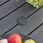 VICLLAX 9 Pieces Outdoor Dining Set, Patio Furniture Set of 8 Patio Swivel Dining Chairs and Plastic Round Patio Table with Umbrella Hole, Navy Blue Chairs & Black Tabletop