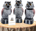 BobbleHead Owl Decoys Sculpture to Scare Birds Away, 3-Pack 8.3" Fake Owl Plastic Scarecrow Bird Deterrent, Natural Enemy Repellent, Garden Decor Statues for outside, Patio, Lawn, Yard Decoration