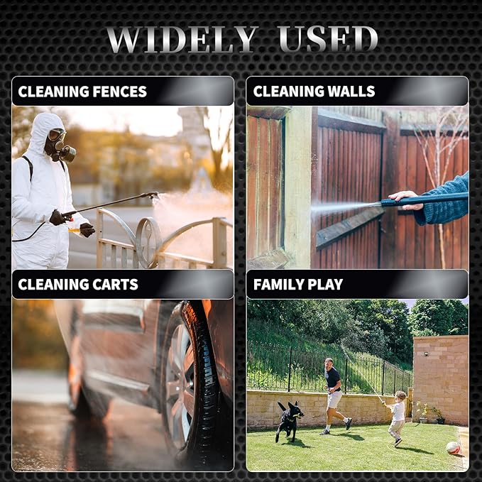 Cordless Pressure Washer,652.67 PSI Power Cleaner with 6-in-1 Nozzle,4-Speed Adjustment,21V Rechargeable 4.0Ah Battery High-Pressure Car Washer Gun for Floor/Home/Car Cleaning & Watering