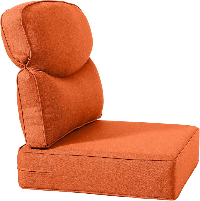 Luxury 24x24x6 Inch Smile Patio Dining Chair Cushions Set of 4 - Heavy Duty Water Slashproof Outdoor Seat Cushion for Outside Furniture Swivel Chairs Loveseat L-Shape Sofa - Orange