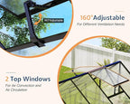 Jocisland 8x8x7 FT Polycarbonate Greenhouse for Outdoors with 2 Windows, Dual Swing Doors, Aluminum Walk-in Frame, Heavy Duty Garden Greenhouse for Backyard, Black