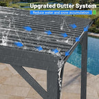 10x10FT Lean to Gazebo, Outdoor Hardtop Wall Mount Gazebo with Gutter & Sloping Galvanized Steel Roof, Metal Hard Top Awnings for Deck, Porch, Backyard