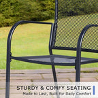 Outdoor Metal Patio Chairs Set of 2, Stackable Iron Mesh Dining Chairs with Armrests, All-Weather Bistro Chairs for Garden, Backyard, Porch, or Balcony