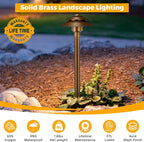 Gardencoin Solid Brass Low Voltage Landscape Pathway Lights (6'' Shade 2-Tier, 19'' Tall), 12V AC/DC LED Heavy Duty Path Lighting Outdoor Wired, Waterproof Bronze Walkway Light Without G4 Bulb,12 Pack