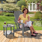 nalone Folding Adirondack Chair with Cushion with Cup Holder, HDPE Plastic Oversized Patio Chair Weather Resistant, Used in Outdoor, Fire Pit, Deck, Garden, Campfire Chairs (Grey)