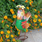 Natelf Metal Chicken Statue for Outdoor Home Decor Cute Rooster Hen Garden Sculpture with Vintage Glasses, Weather-Resistant Farmhouse Art for Yard, Patio, Coop, or Housewarming Gift for Mom, Friends