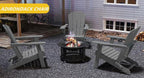 Kingdura Foldable Adirondack Chair, Portable HDPE All Weather Resistant Outdoor Patio Chair, Wooden Textured with Cup Holder, 380LBS Capacity for Poolside, Backyard, Deck, Fire Pit (Grey)
