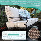 MFSTUDIO Outdoor Patio Furniture Set, 5 PCS Metal Patio Conversation Sets for 7, Modern Patio Sectional Set with High Back 3-Seat Sofa, Loveseat, 2 Fixed Sofa Chairs, 1 Coffee Table