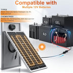 12V Waterproof Solar Battery Trickle Charger & Maintainer - 30 Watts Mono Solar Panel Built-in UltraSmart MPPT Charge Controller + Adjustable Mount Brackets for Pole Dia 1.5-3.0inch/40-80mm